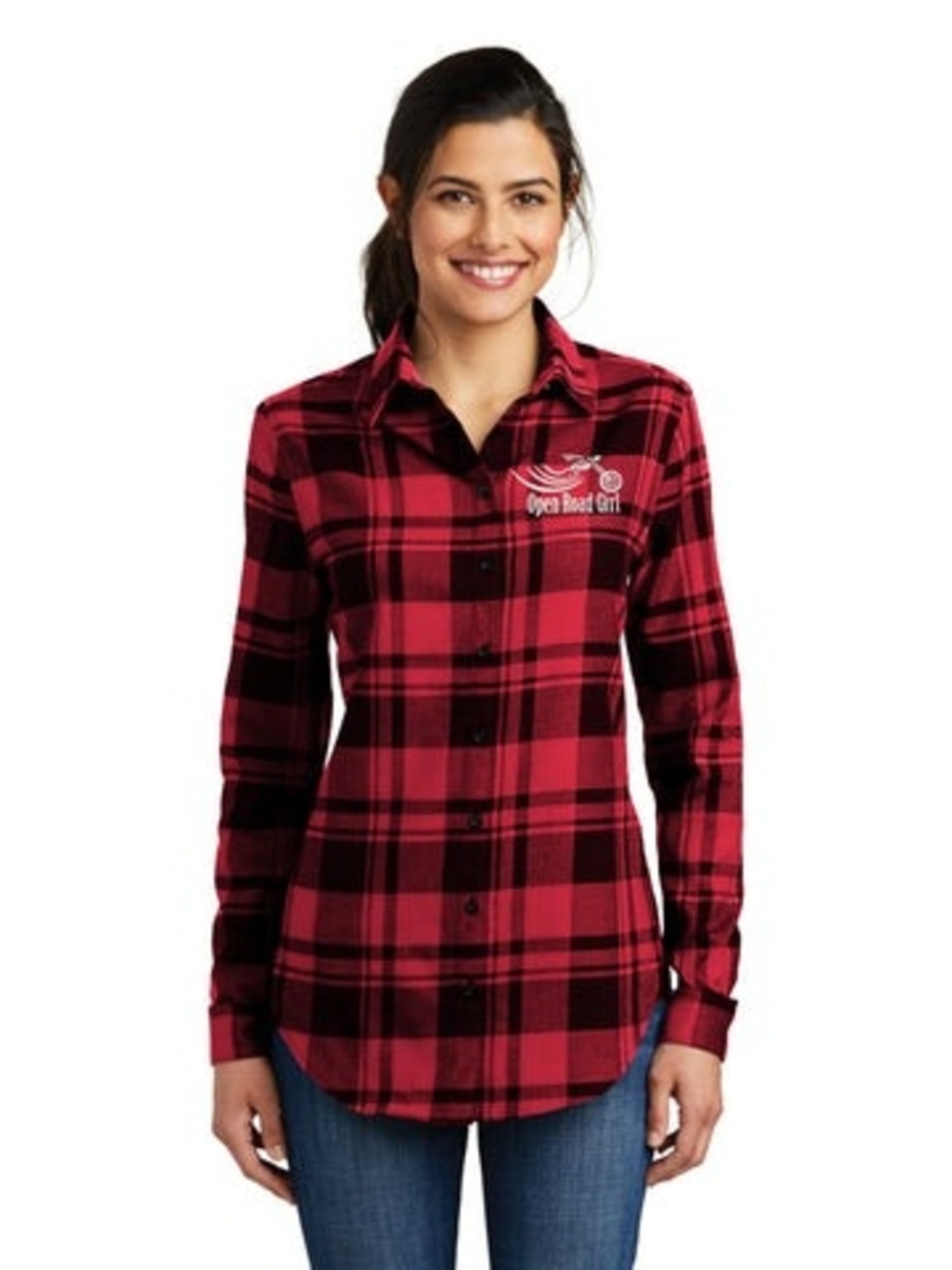Port Authority “Snow Dragon “Red and Black Plaid Button-Down Shirt